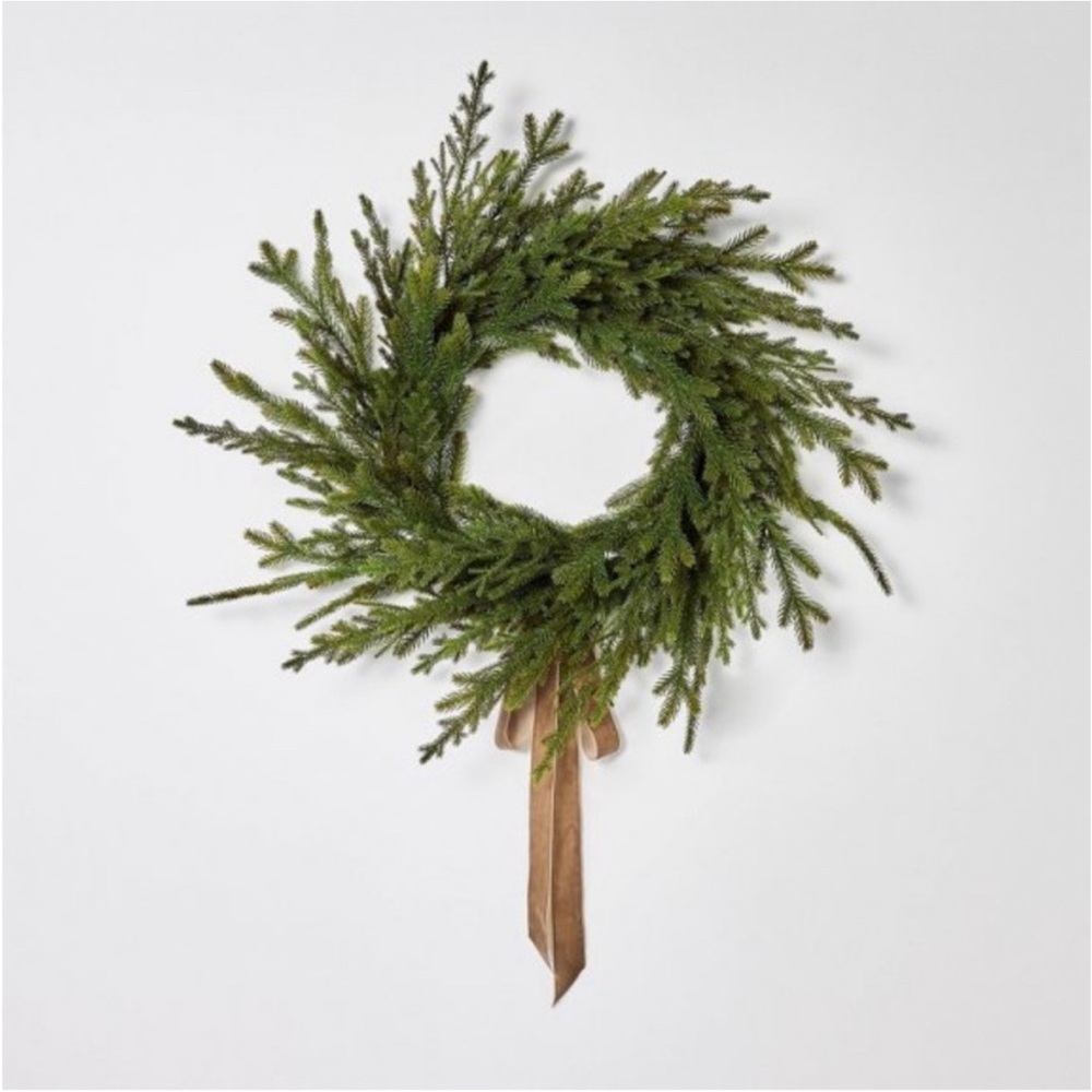 Studio McGee Holiday Wreath: pine with velvet. Brand new, retired 2023, sold out